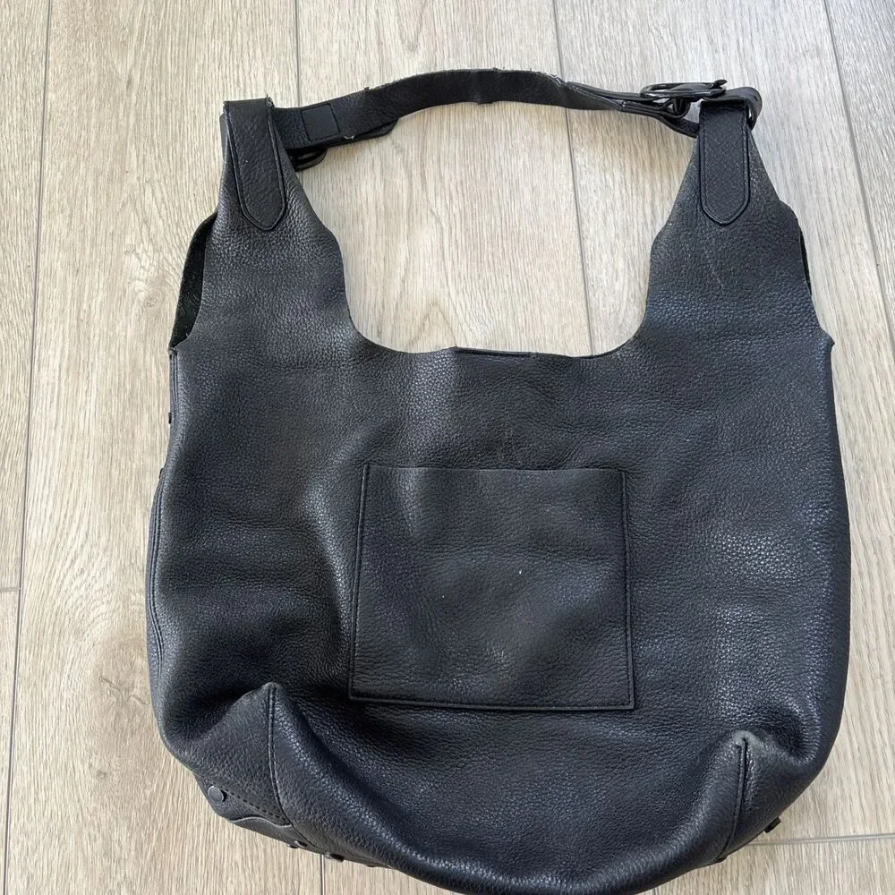 DKNY Wes Studded Metal Suede Hobo Slouch Hobo 90s Moto Grunge Festival Retro